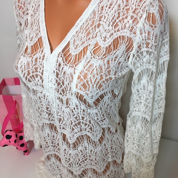NEW LACE COVER UP IVORY LONG SLEEVE - Picture 4 of 4