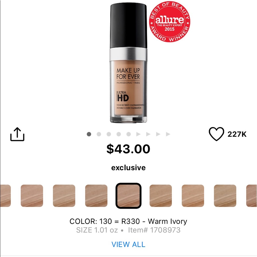 Make Up For Ever Foundation In Color Ivory