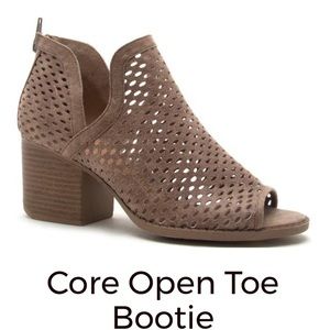 Laser cut open toe bootie