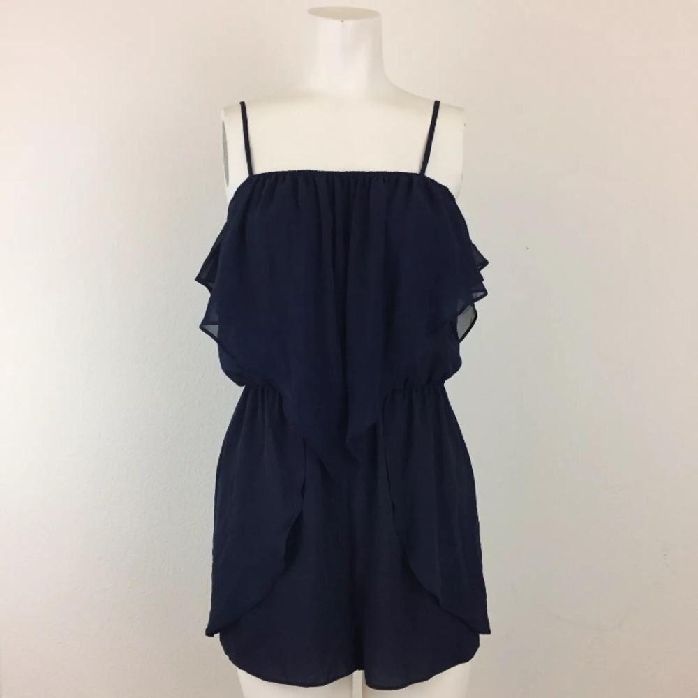BCBGENERATION Navy Ruffle Romper