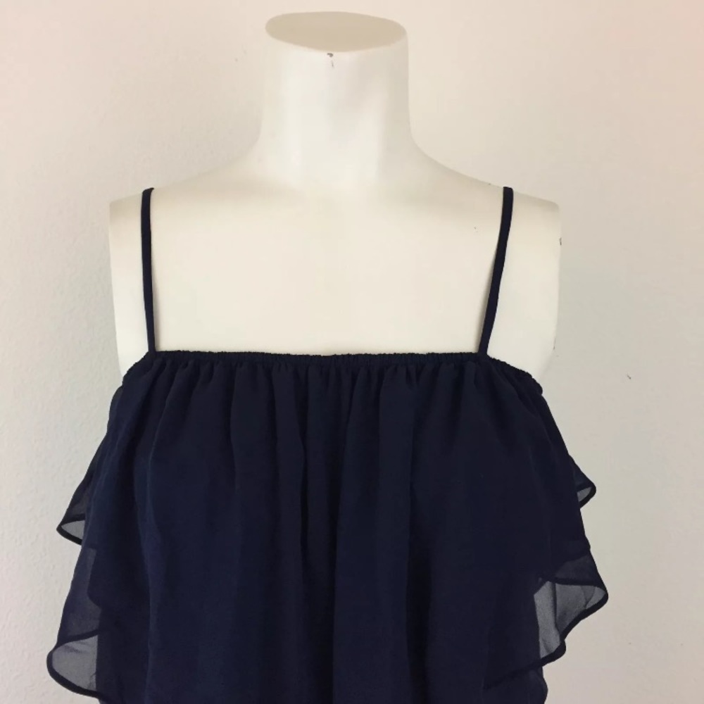 BCBGENERATION Navy Ruffle Romper - Picture 3 of 8