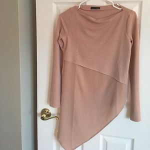 Beige Long Sleeve blouse with 45 degree style