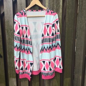 Pink and Blue Tribal Cardigan