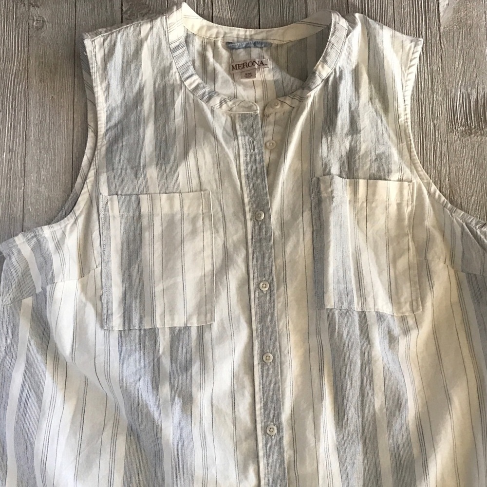 Stripped long button down Blouse