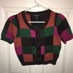 cropped puff cap sleeve betsey johnson sweater