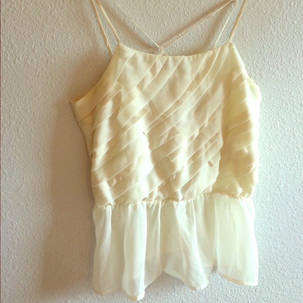 Ivory Sugar Lips spaghetti strap ruffle tank/cami