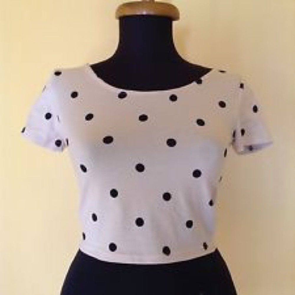 Pink and Navy Polka Dotted Top by Divided