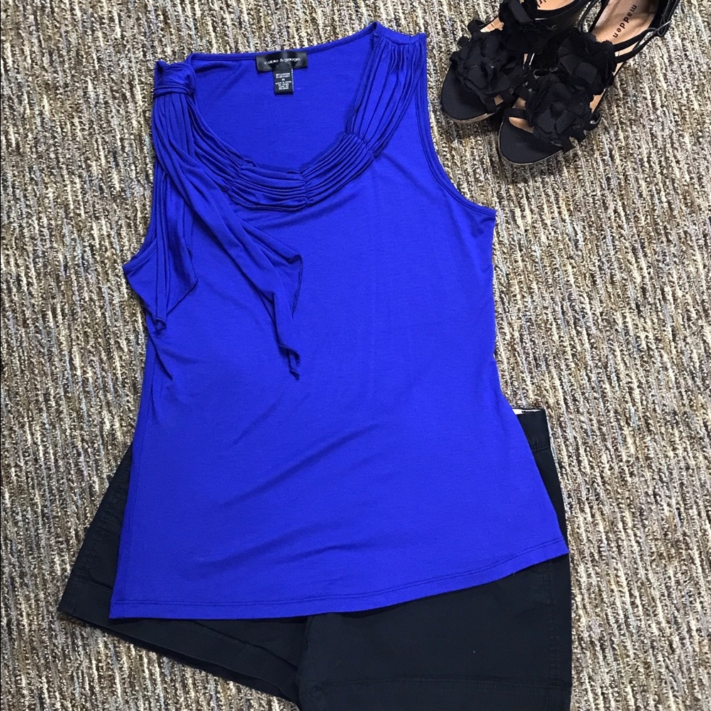 Bright blue sleeveless top