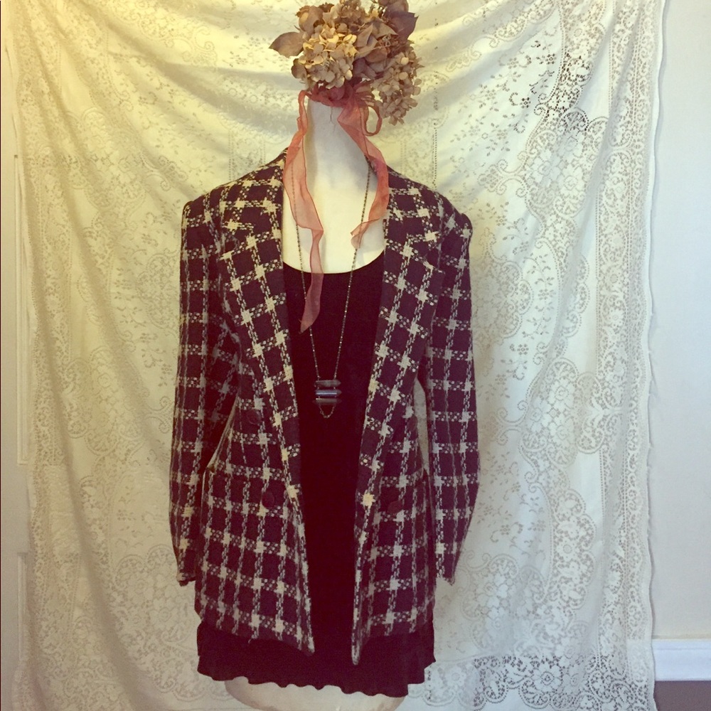 Vintage Wool and Silk Anne Klein plaid blazer