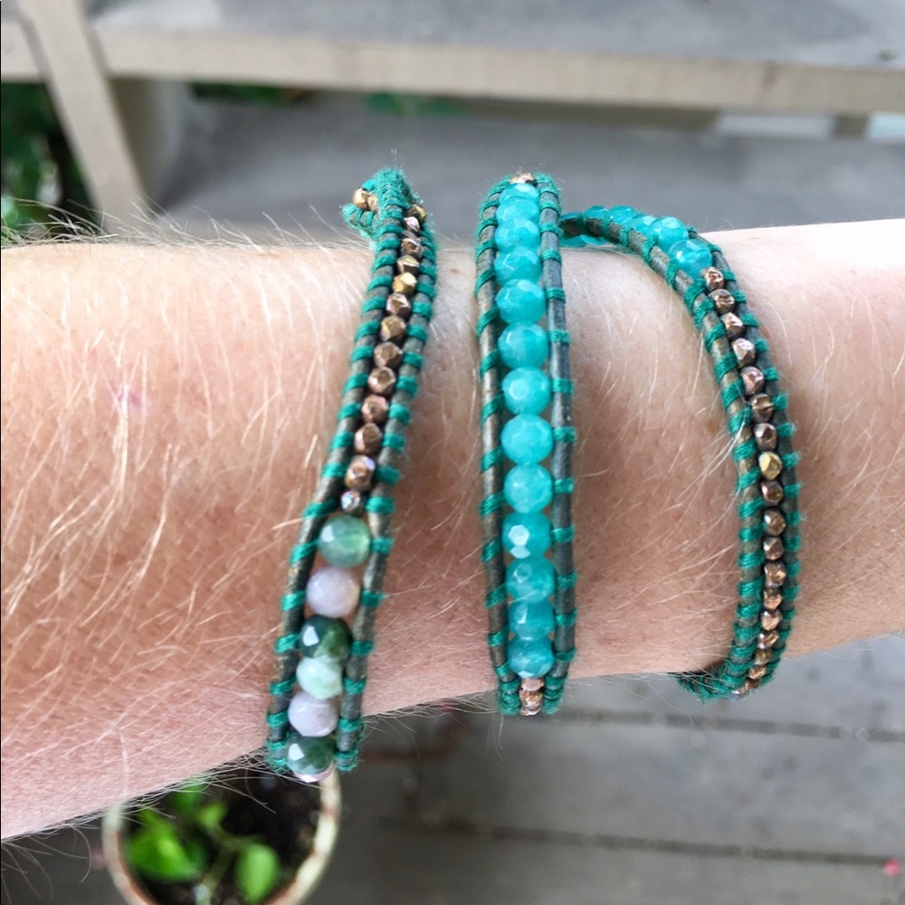 Auth Chan Luu Tourmaline Green Wrap Bracelet