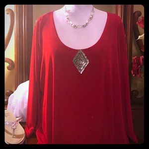 Slinky Brand 2x red top with silver embellishment
