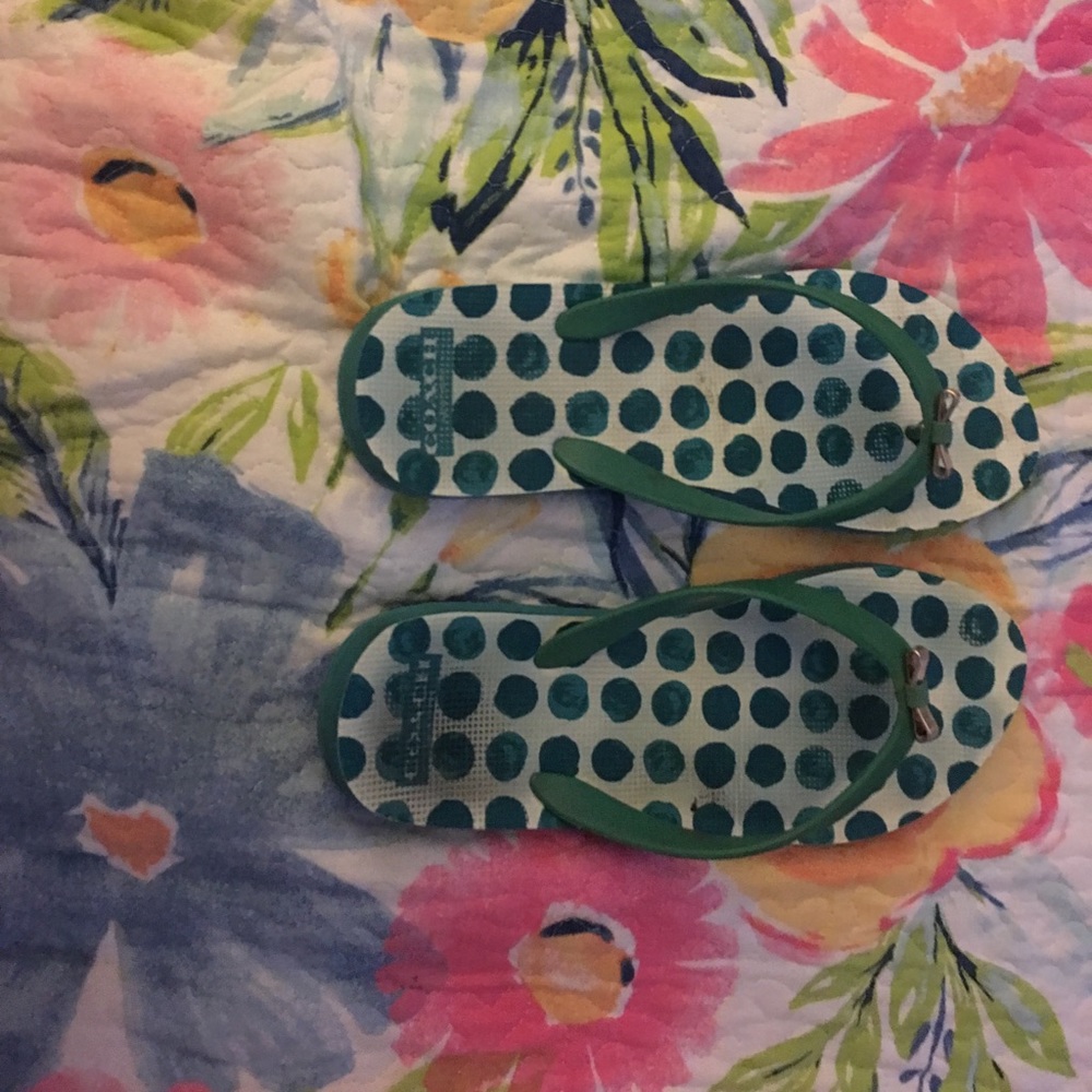 Coach flip flops teal