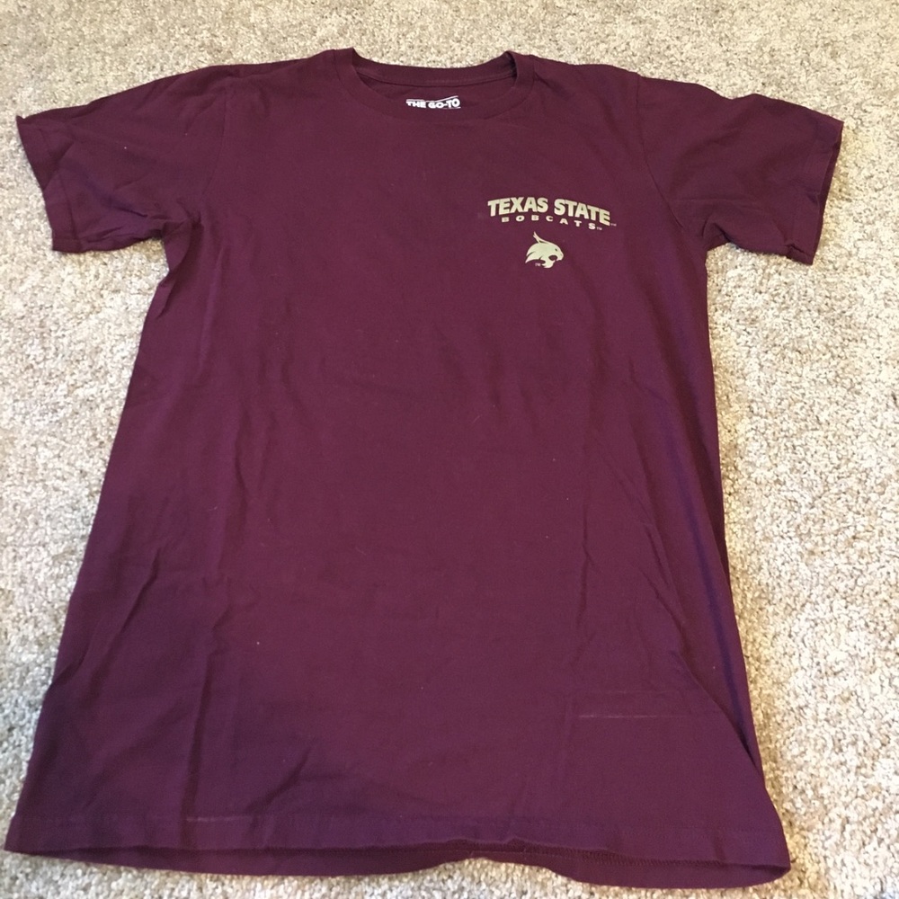 maroon TXST t shirt