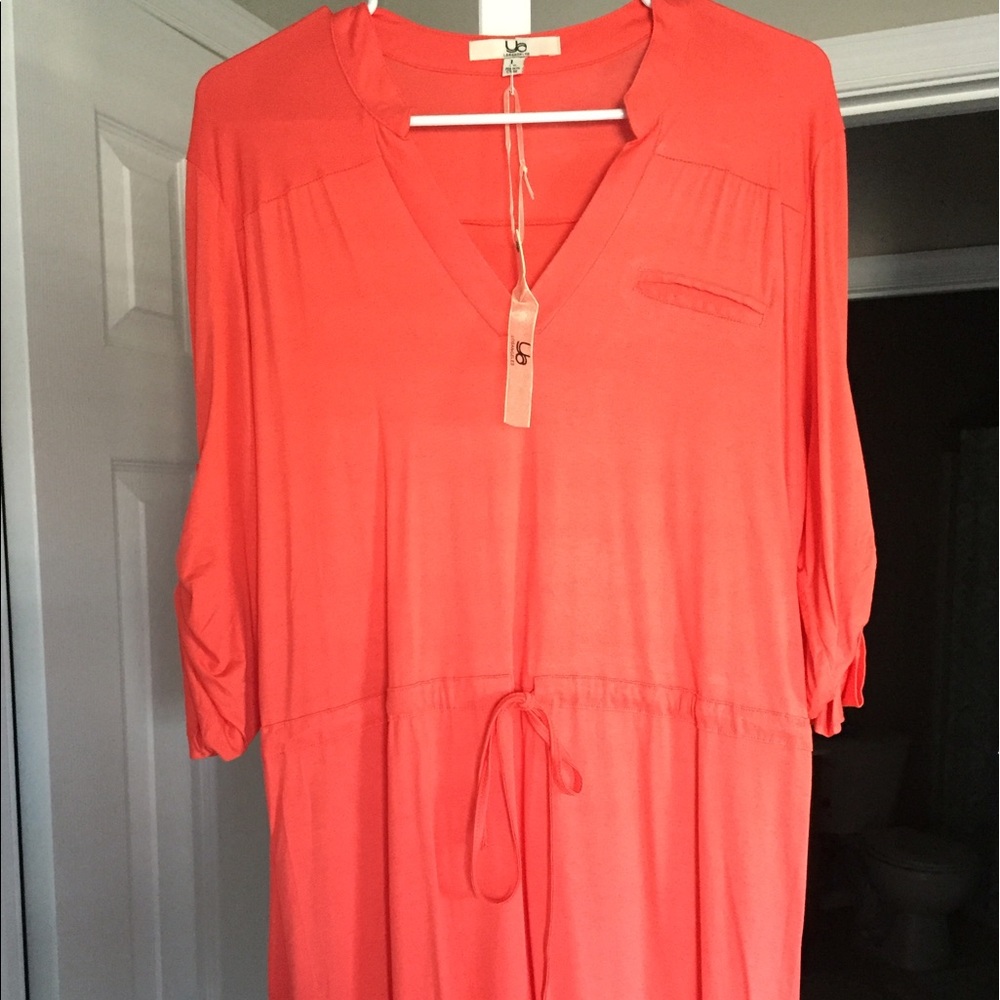 3/4 sleeve orange drop waist dress