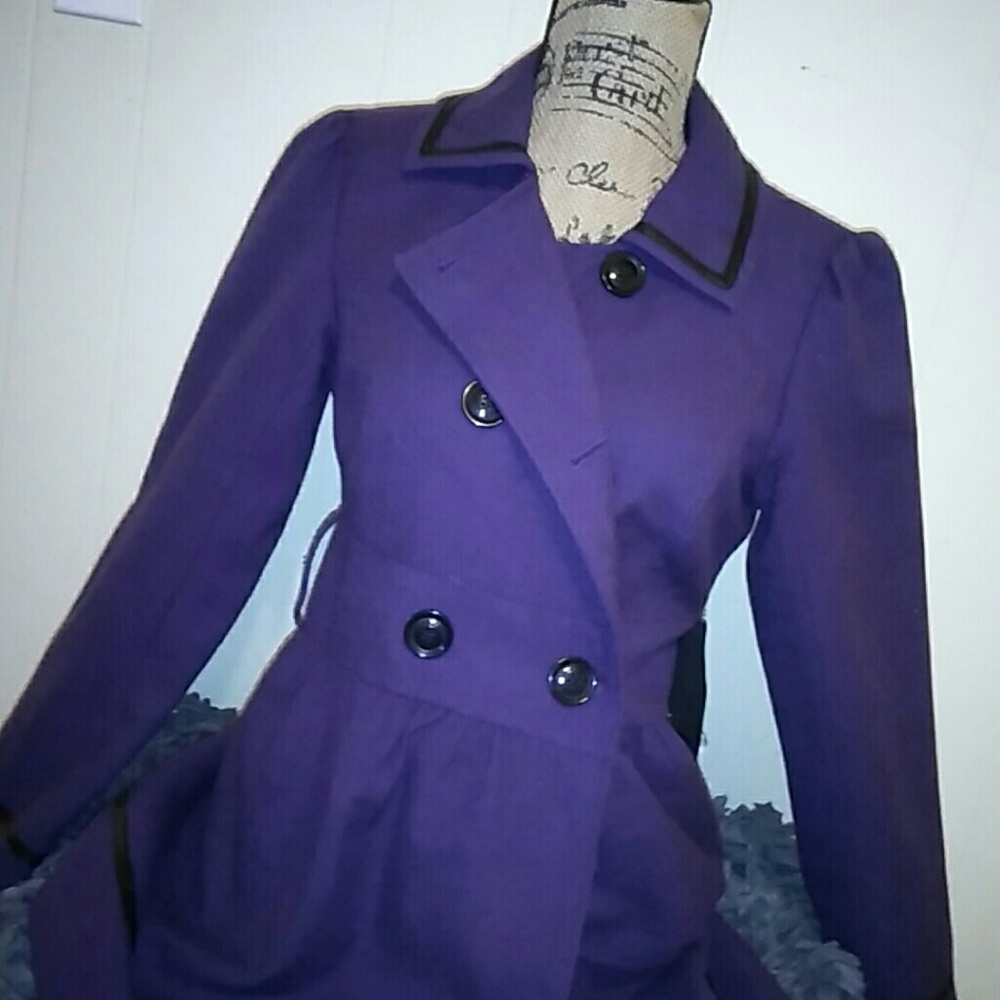 Purple with black trim Candie's peacoat