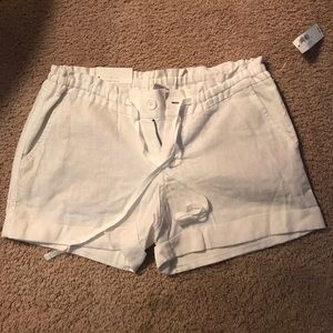 White linen shorts