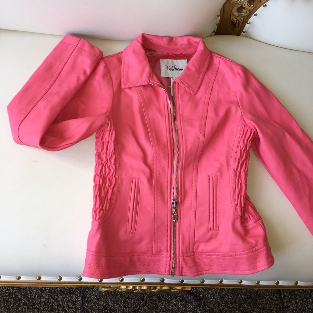 Guess pink leather jacket