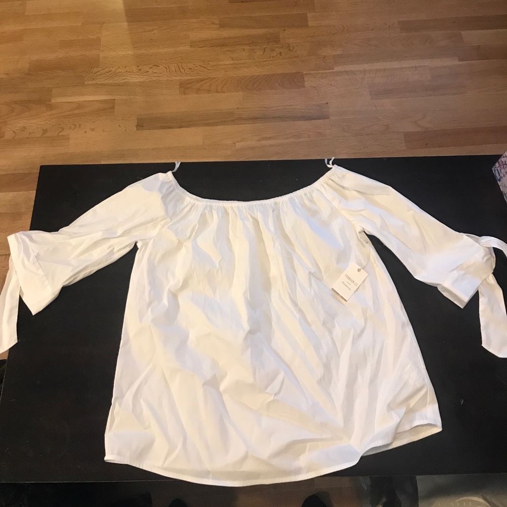 Off the shoulder white shirt