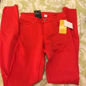 Red h&m skinny jeans