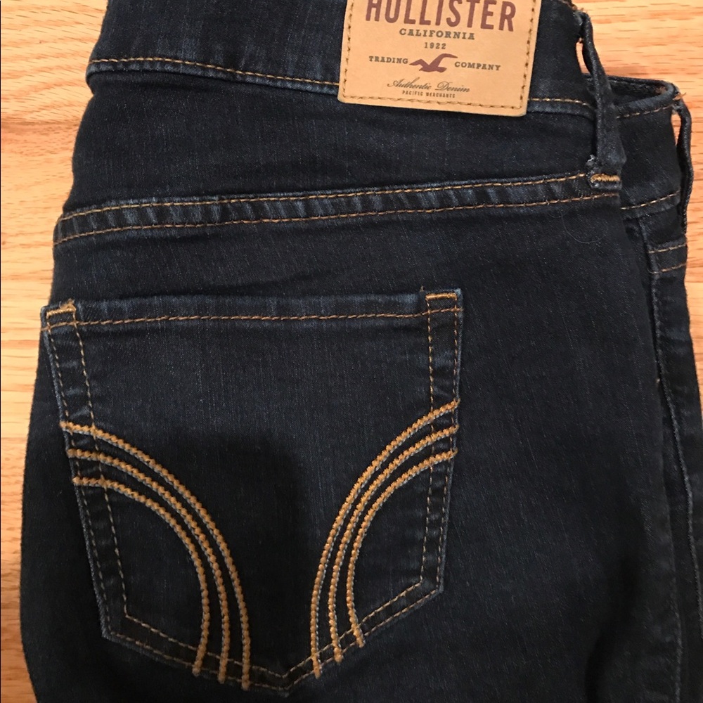 Dark wash Hollister jeans.