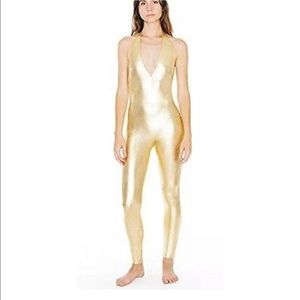 American Apparel Gold Lamé Catsuit S