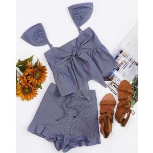 Gingham crop top and shorts set size XS BNWT!