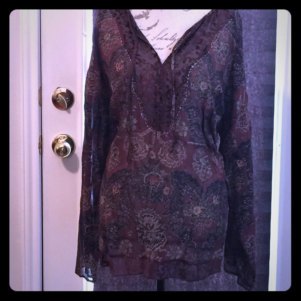 Venezia: Brown & Black 100% Rayon Top Sz 18/20