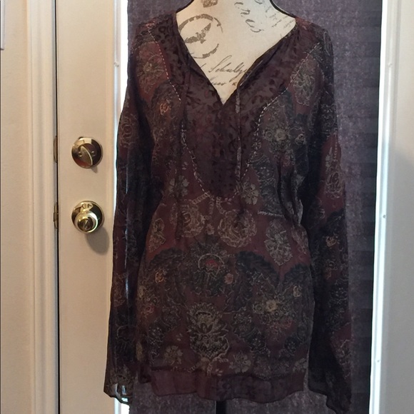Venezia: Brown & Black 100% Rayon Top Sz 18/20 - Picture 3 of 5