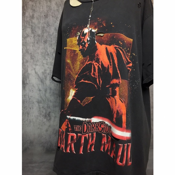 DARTH MAUL VINTAGE DISTRESSED GEM STAR WARS TSHIRT - Picture 2 of 8