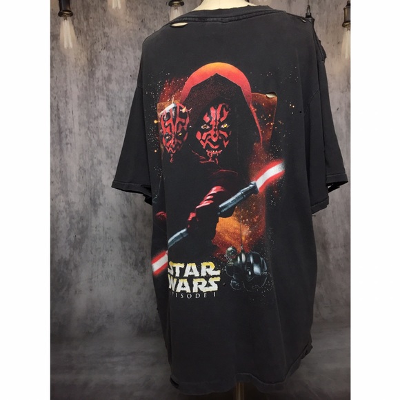 DARTH MAUL VINTAGE DISTRESSED GEM STAR WARS TSHIRT - Picture 5 of 8