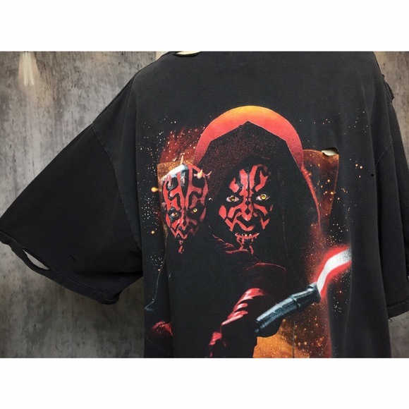 DARTH MAUL VINTAGE DISTRESSED GEM STAR WARS TSHIRT - Picture 7 of 8