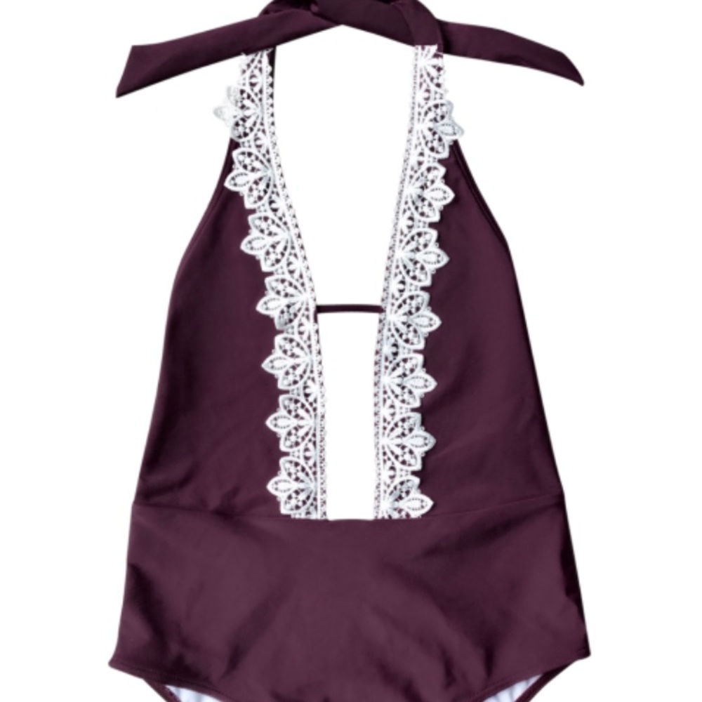 One piece halter bathing suit