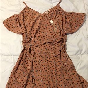 Adorable mustard bird flutter summer dress