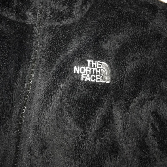 Barley Used Black Furry Women's North Face Zip Up - Picture 2 of 4