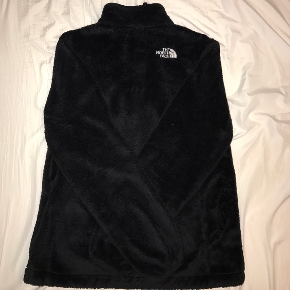 Barley Used Black Furry Women's North Face Zip Up - Picture 3 of 4