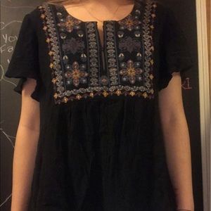 black floral patterned blouse