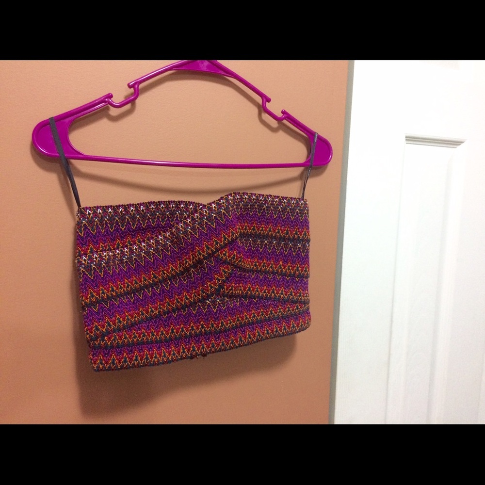 Forever 21 Strapless Zigzag crop top multi color M