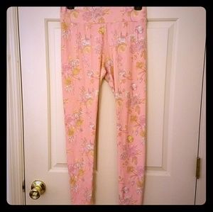 Lularoe pink floral leggings OS