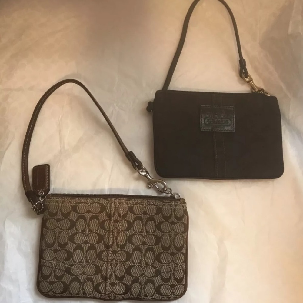Lot of 2 Coach Signature wristlets brown black