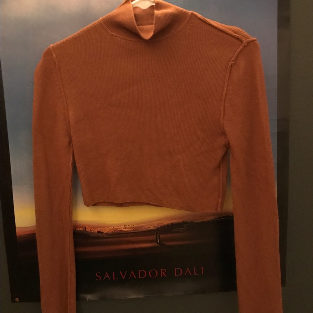 Cropped mock neck sweater