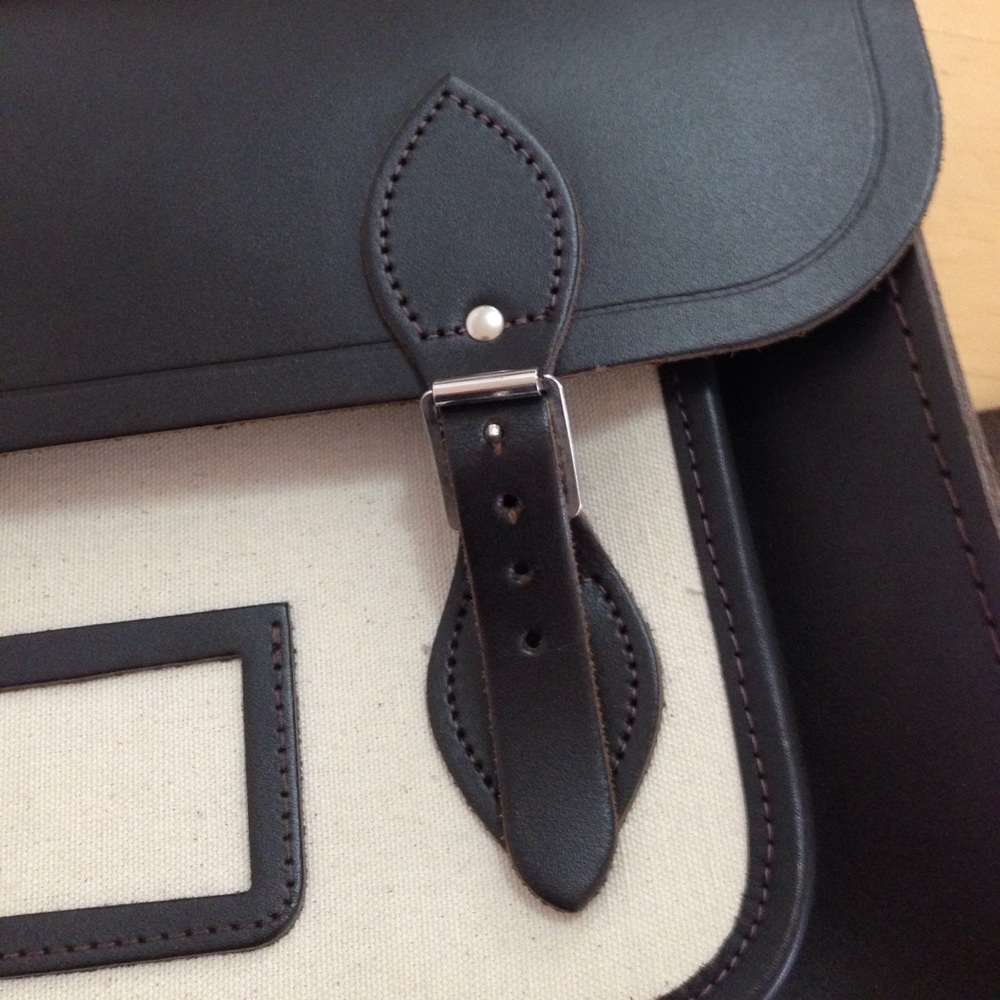 Cambridge Satchel cream canvas dark brown leather - Picture 3 of 7