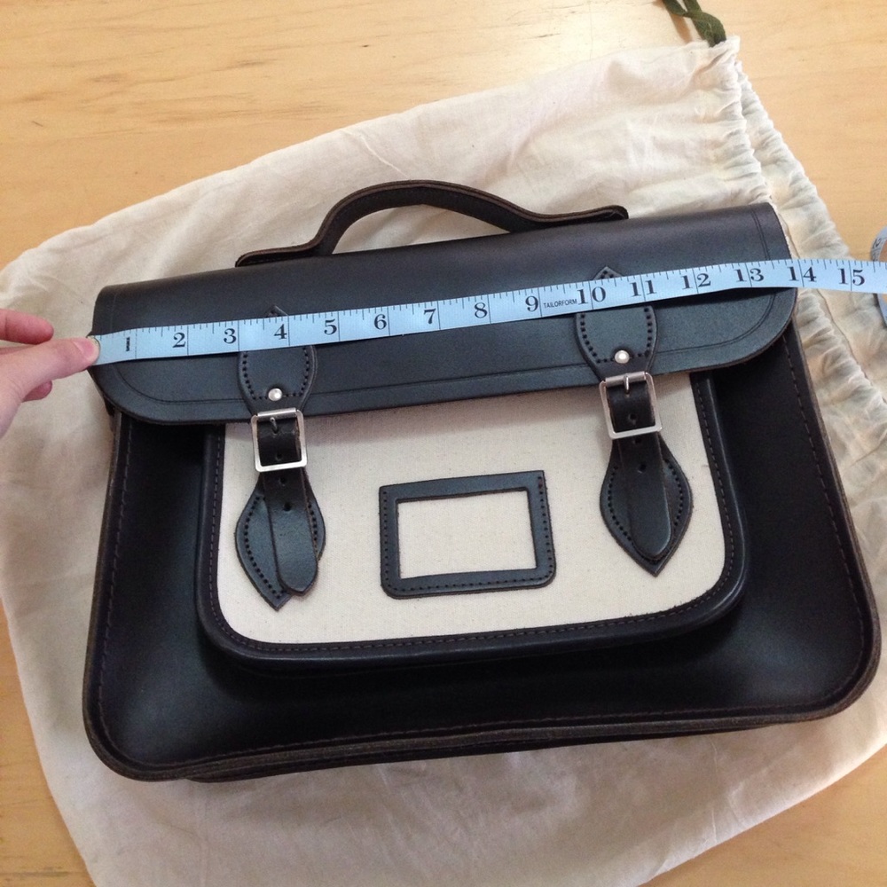 Cambridge Satchel cream canvas dark brown leather - Picture 7 of 7