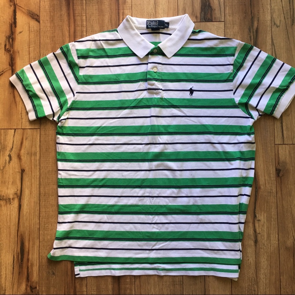 Polo RALPH Lauren green stripe polo t shirt size L