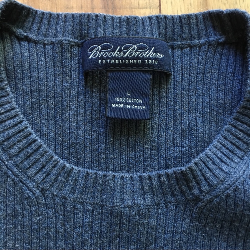 BROOKS BROTHERS blue cotton knit sweater size L