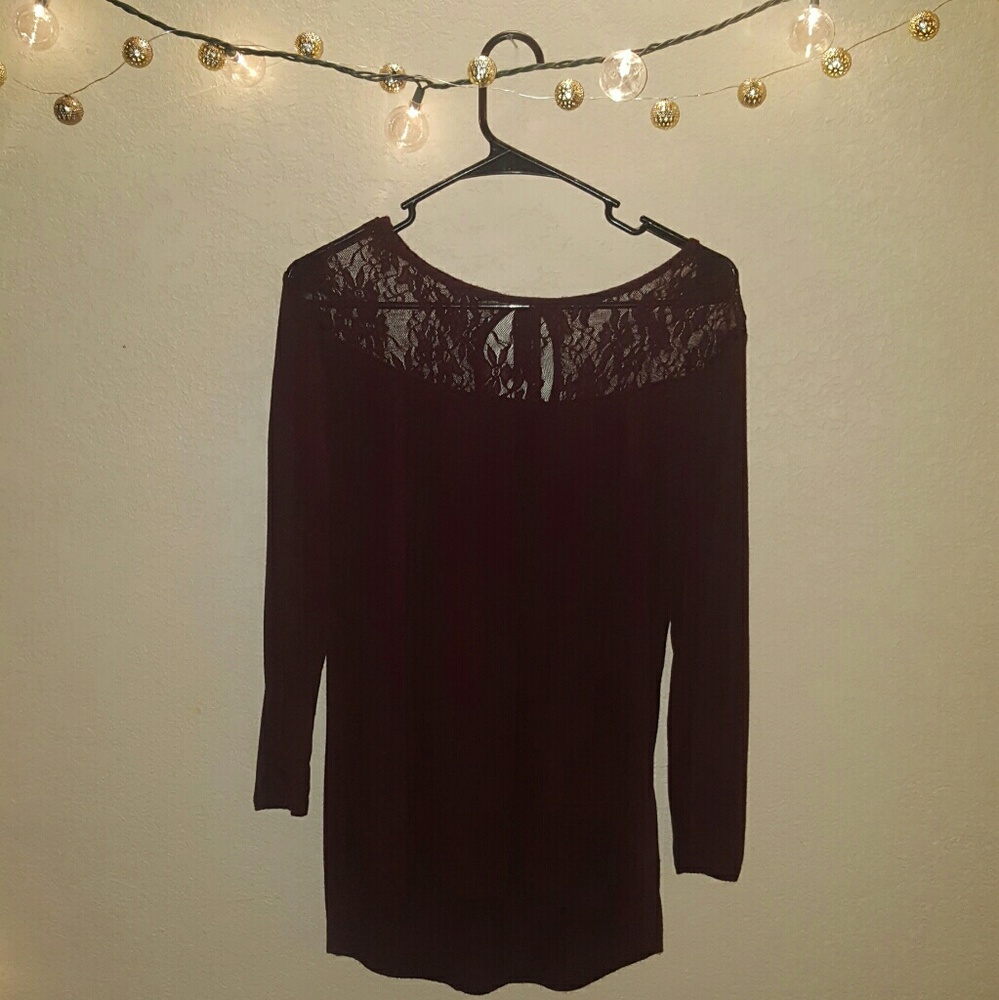 Maroon Blouse with lace embellishments