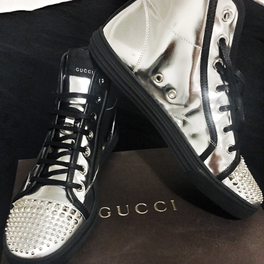 GUCCI metallic high top sneakers