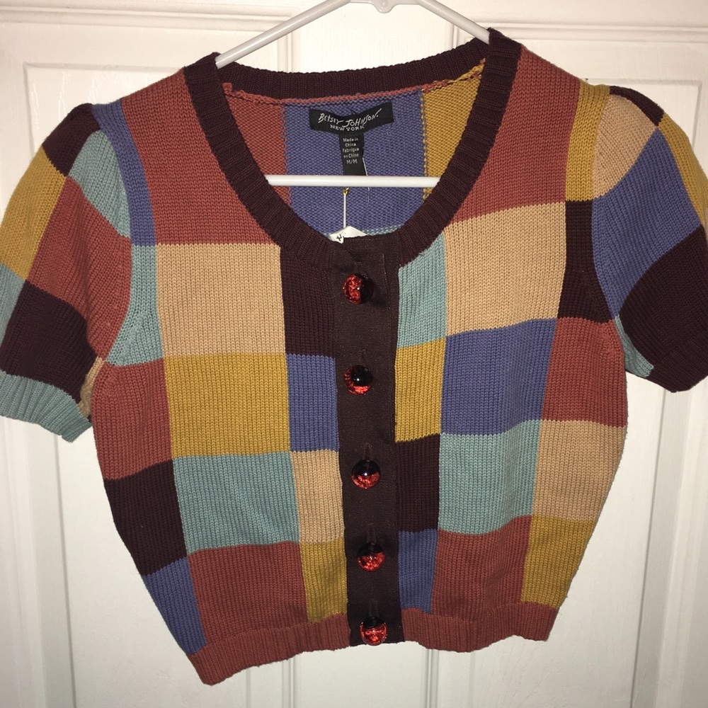 nwt m betsey johnson cropped sweater