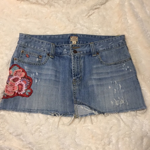Embroidered Denim Mini Skirt - Picture 1 of 5