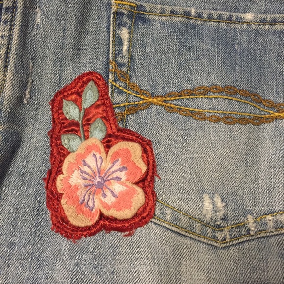 Embroidered Denim Mini Skirt - Picture 4 of 5
