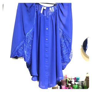 Lauren Conrad sheer blouse lace detail like new